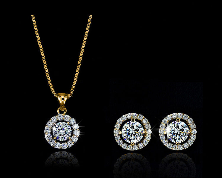 Ohrringe Halskette 2-Teiliges Strass Modeschmuck-Set