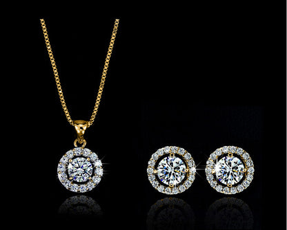 Ohrringe Halskette 2-Teiliges Strass Modeschmuck-Set