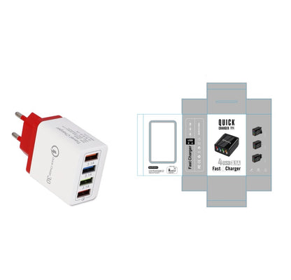 USB charger Quick Charge 3.0 4-port adapter for tablets, portable wall charger, fast charger