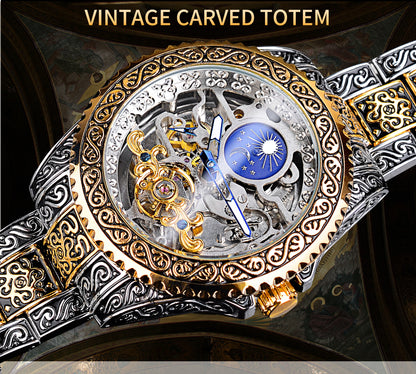 Forsining Skelett Tourbillon Mechanische Armbanduhr