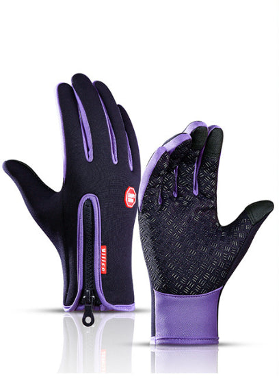 Winter gloves with touchscreen function, waterproof sports gloves for motorcycling and sliding with fleece lining