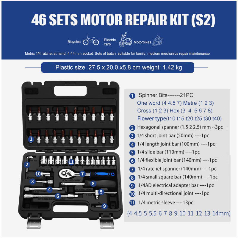 Socket wrench set with ratchet function – repair tool