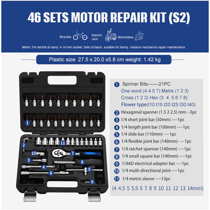 Socket wrench set with ratchet function – repair tool