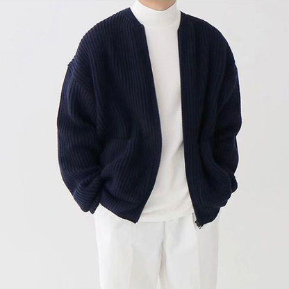 Stand-up collar zip cardigan