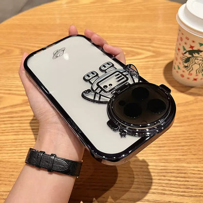 Glittering Astronaut Camera Mount for iPhone 14, 13, 12, 11 Pro Max, XR, 14 Plus – Invisible Lens Mount, Soft Protective Case