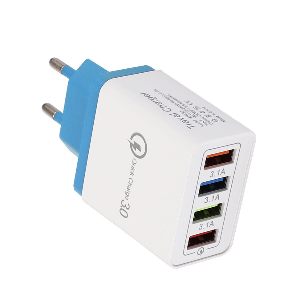 USB charger Quick Charge 3.0 4-port adapter for tablets, portable wall charger, fast charger