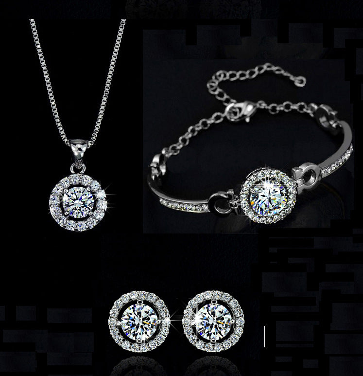 Ohrringe Halskette 2-Teiliges Strass Modeschmuck-Set