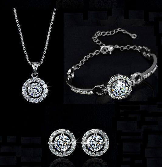 Ohrringe Halskette 2-Teiliges Strass Modeschmuck-Set