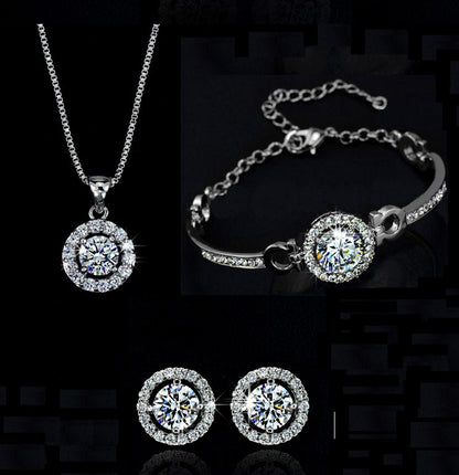 Ohrringe Halskette 2-Teiliges Strass Modeschmuck-Set
