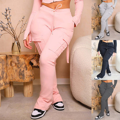 Kordelzug-Cargohose mit hoher Taille