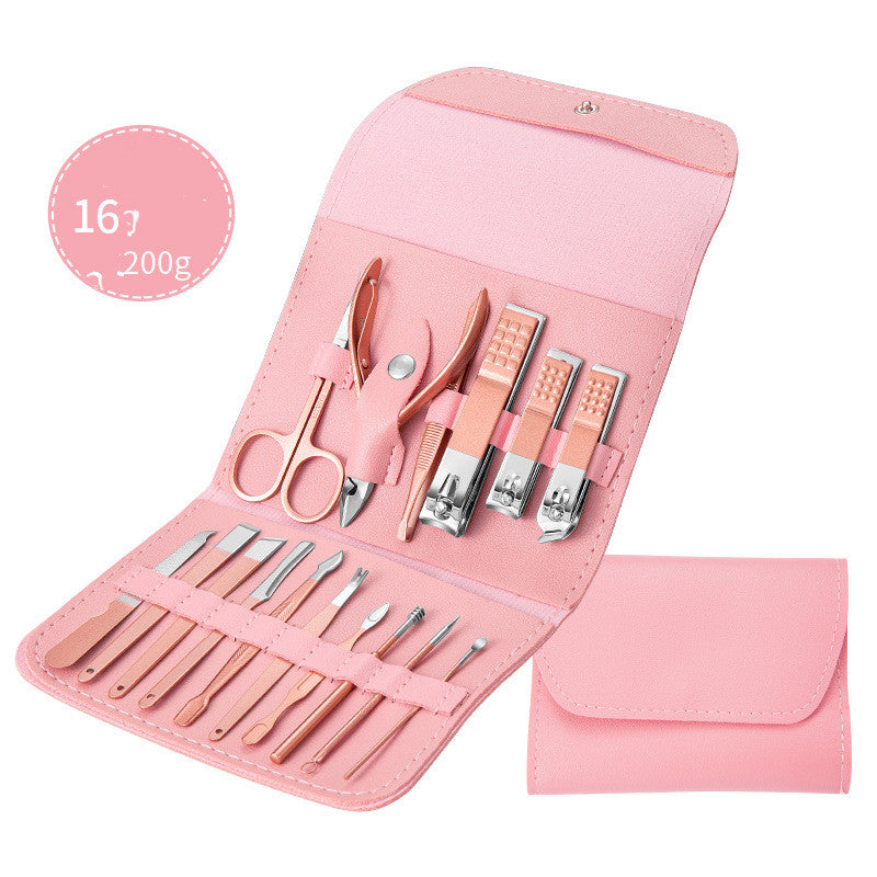 Professionelles Nagelknipser-Set mit Ohrlöffel, Hornhautzange, Nagelschneidezange, Pediküremesser und Nagelrillentrimmer