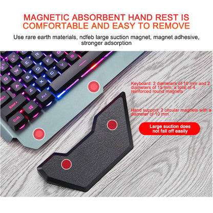 Ergonomic wired gaming keyboard with RGB backlighting and phone holder
