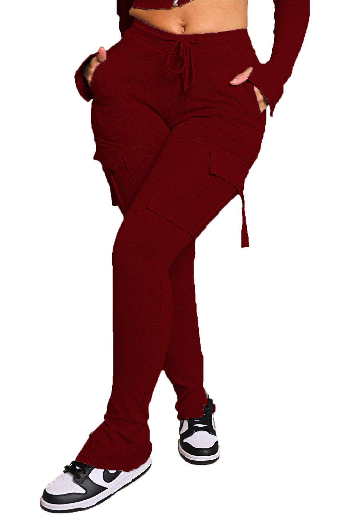 Kordelzug-Cargohose mit hoher Taille