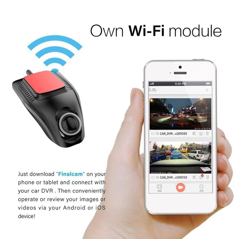 Mini cámara para salpicadero con WiFi Full HD incorporada