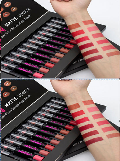 Mattes Lippenstift-Set, wasserfest, langanhaltend, samtig
