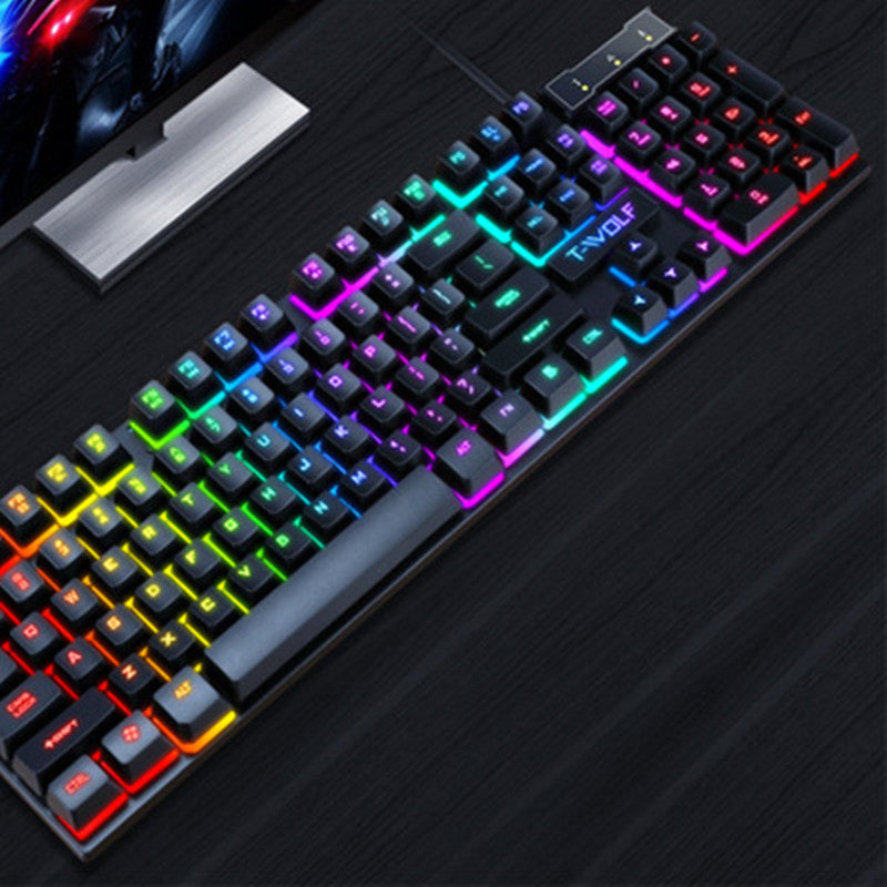 Teclado LED con cable para juegos USB 