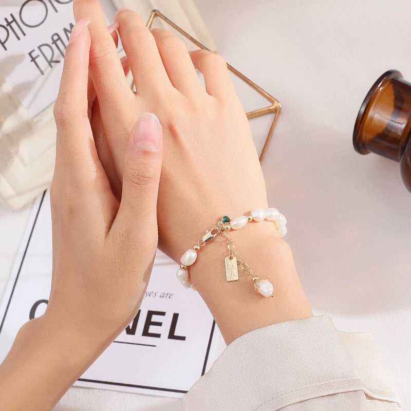 Brazalete de perlas de circonita natural