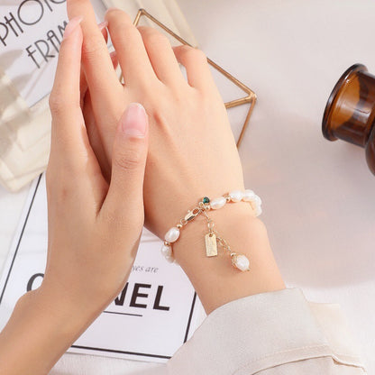 Brazalete de perlas de circonita natural