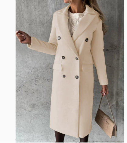 Doppelreihige Reverskragen Schmal Geschnitten Mantel