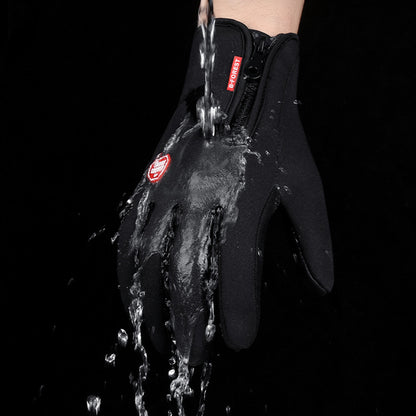 Winter gloves with touchscreen function, waterproof sports gloves for motorcycling and sliding with fleece lining