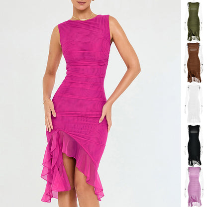 Figurbetont Rundhalsausschnitt Party Club Kleid