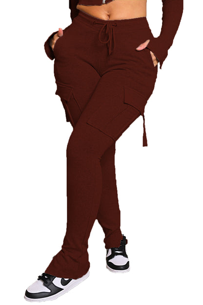 Kordelzug-Cargohose mit hoher Taille