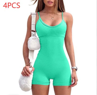 Tanktop-Shorts für Fitnessstudio, Yoga und Workout, Jumpsuit