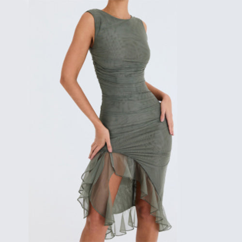 Figurbetont Rundhalsausschnitt Party Club Kleid