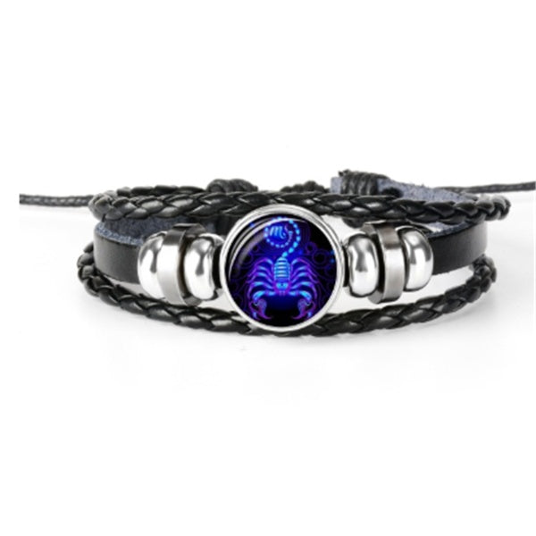 12 Sternzeichen Leuchtend Braided Design Armband