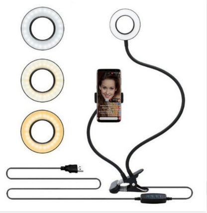 LED-Selfie-Ringlicht für Live-Make-up, verstellbar, mit 8 cm Stativ
