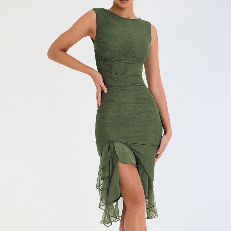 Figurbetont Rundhalsausschnitt Party Club Kleid