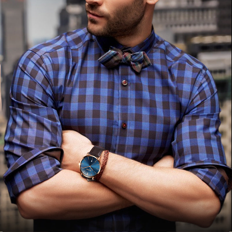 Leder Quarz Armbanduhr