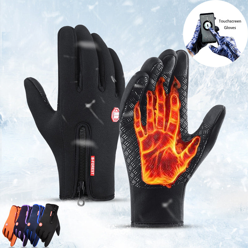 Winter gloves with touchscreen function, waterproof sports gloves for motorcycling and sliding with fleece lining
