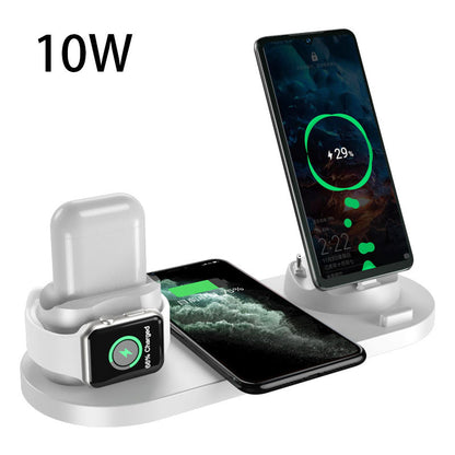 Wireless charger for iPhone, fast charger for mobile phones, fast charging pad for mobile phones and smartwatches, 6-in-1 charging station