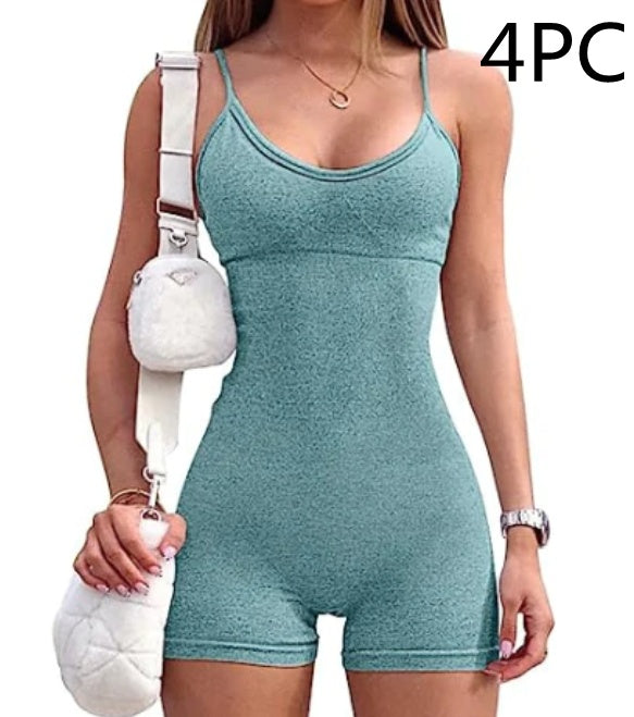 Tanktop-Shorts für Fitnessstudio, Yoga und Workout, Jumpsuit