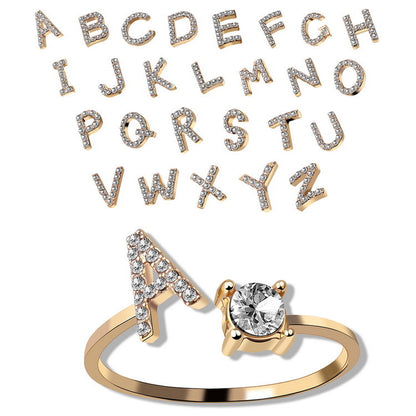Zirkonia Verstellbar 26 Anfangsbuchstaben Ring