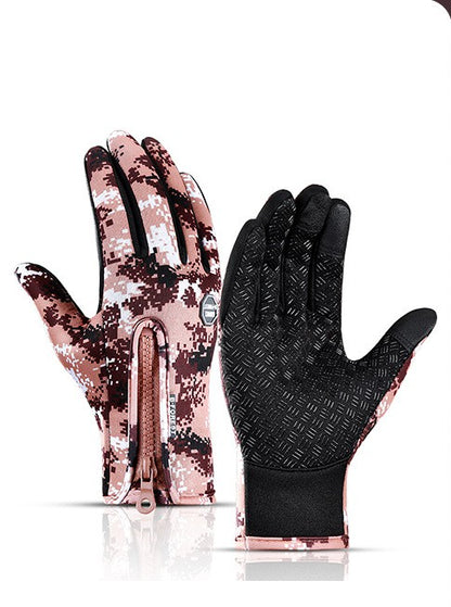 Winter gloves with touchscreen function, waterproof sports gloves for motorcycling and sliding with fleece lining