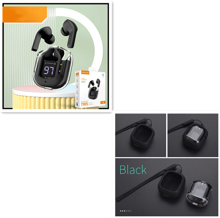 New transparent mini Bluetooth headset with digital display, ENC noise cancellation, wireless sports and music playback