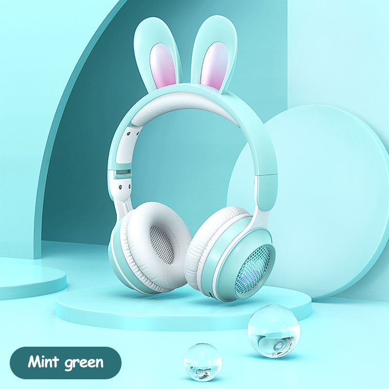 Kabellose LED-ausziehbare Bluetooth-MP3-Kopfhörer mit Hasenohrenmuster