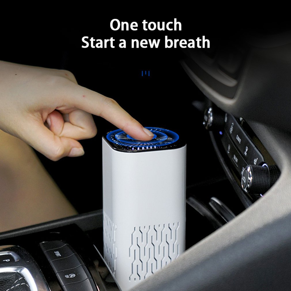 Portable car air purifier with negative ion generator removes formaldehyde, dust and smoke, ensuring fresh air in the car.
