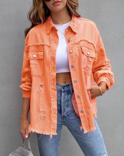 Modische Zerrissene Hemdjacke