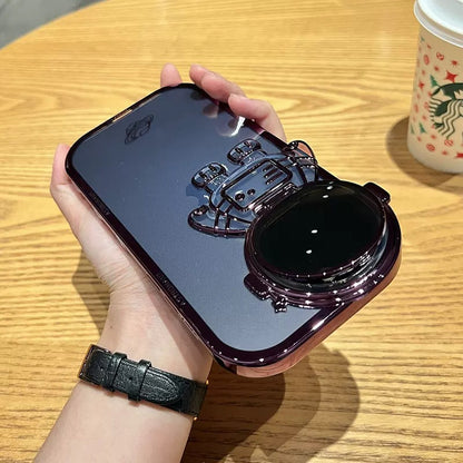 Glittering Astronaut Camera Mount for iPhone 14, 13, 12, 11 Pro Max, XR, 14 Plus – Invisible Lens Mount, Soft Protective Case