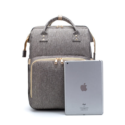 USB charging version, foldable backpack for mothers with bed, large capacity, multifunctional