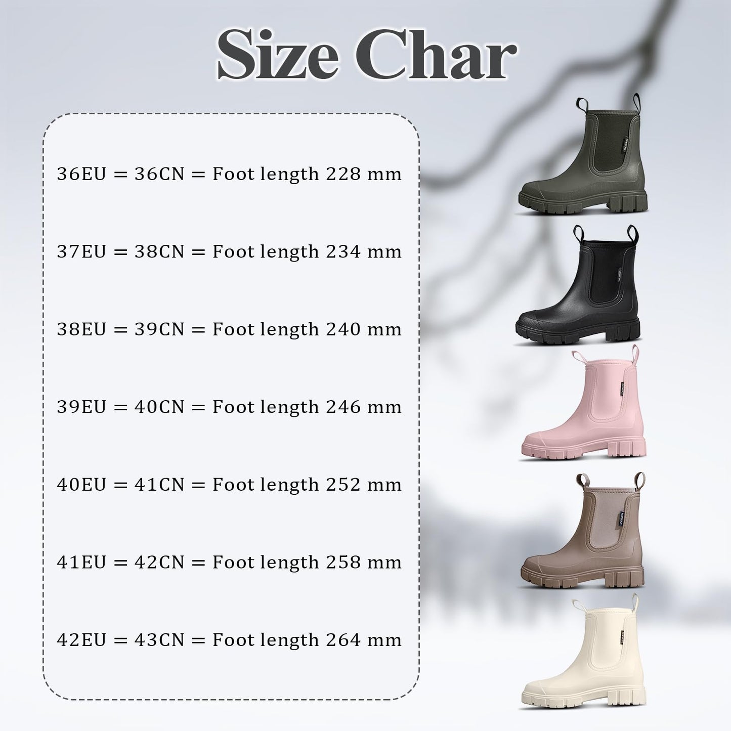 SmoothPace Gummistiefel Damen Gefüttert Wasserdicht Gummistiefeletten Halbhohe Chelsea Boots