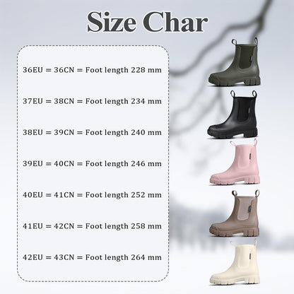 SmoothPace Gummistiefel Damen Gefüttert Wasserdicht Gummistiefeletten Halbhohe Chelsea Boots