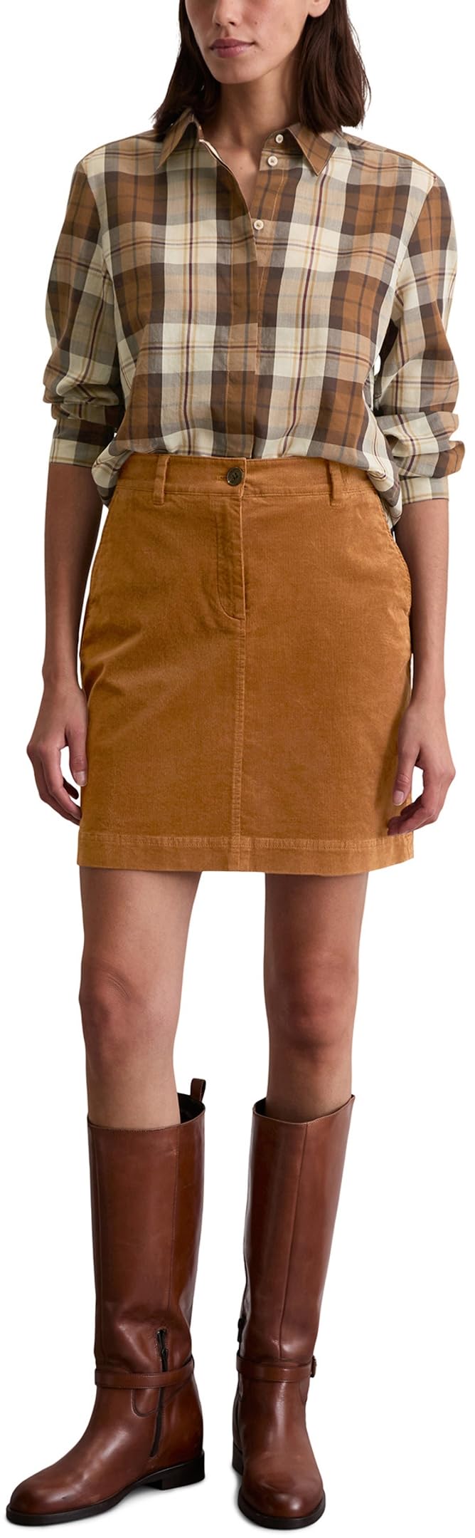 Marc OߴPolo Damen Cordrock mit Stretch-Anteil kurz, Braun (Warm Brown)