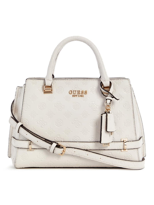 GUESS Damen Zarela Luxury Satchel Creme White Logo