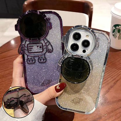 Glittering Astronaut Camera Mount for iPhone 14, 13, 12, 11 Pro Max, XR, 14 Plus – Invisible Lens Mount, Soft Protective Case