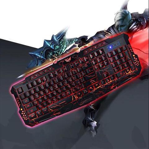 Crack-Tastatur 3-Farbige USB-LED-Gaming-Tastatur