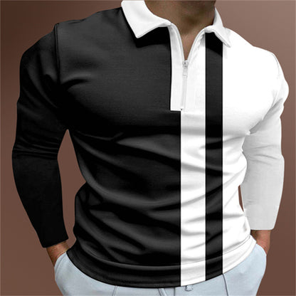Gestreiftes, bedrucktes Kurzarm-Revers-Poloshirt